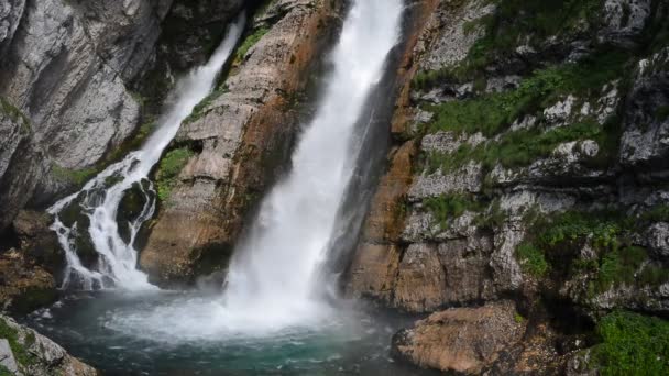 Fallen Savica Källan Till Floden Sava Bohinj Slovenien — Stockvideo