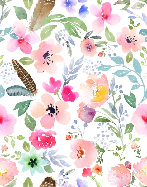 Watercolor floral pattern — Stock Photo, Image