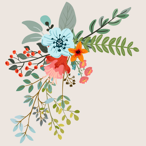 composition of herbs and flowers