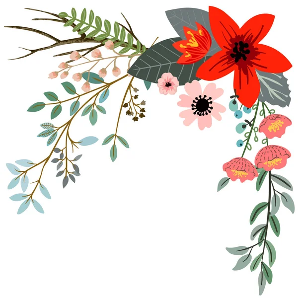 Ramo floral botánico — Vector de stock