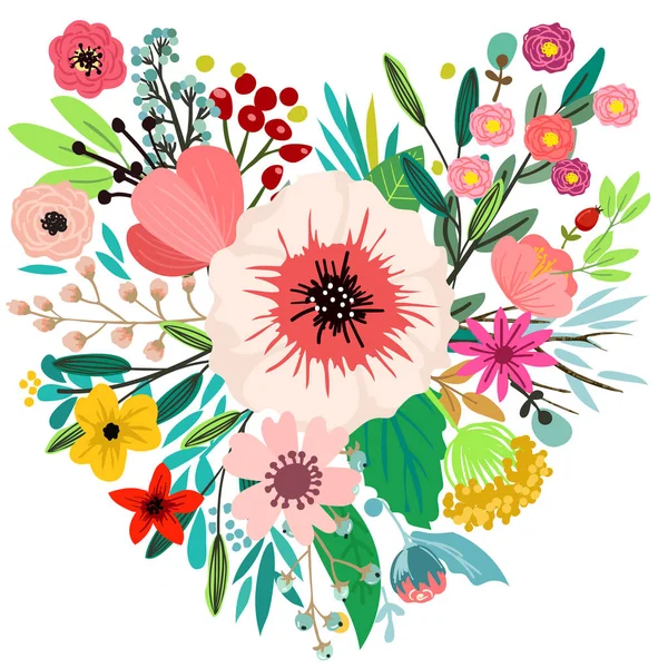 Vetor floral coração — Vetor de Stock