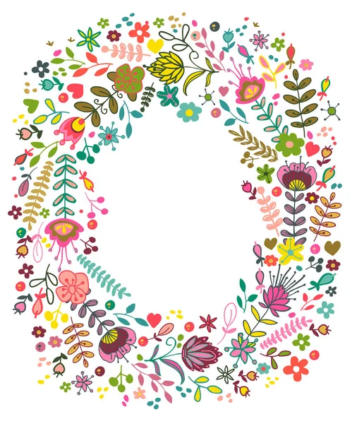 Botanical floral wreath — Stock Vector