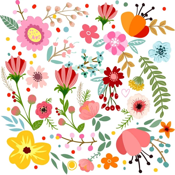 Fondo botánico floral cuadrado — Vector de stock