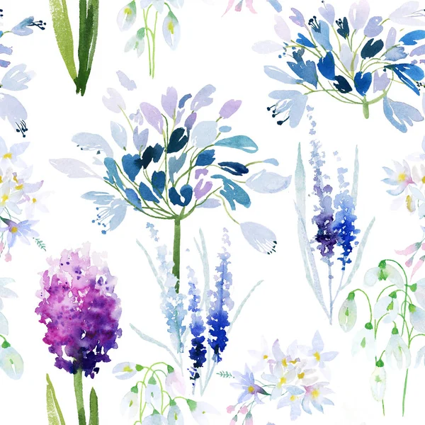 Spring flowers seamless pattern — Stock Photo, Image