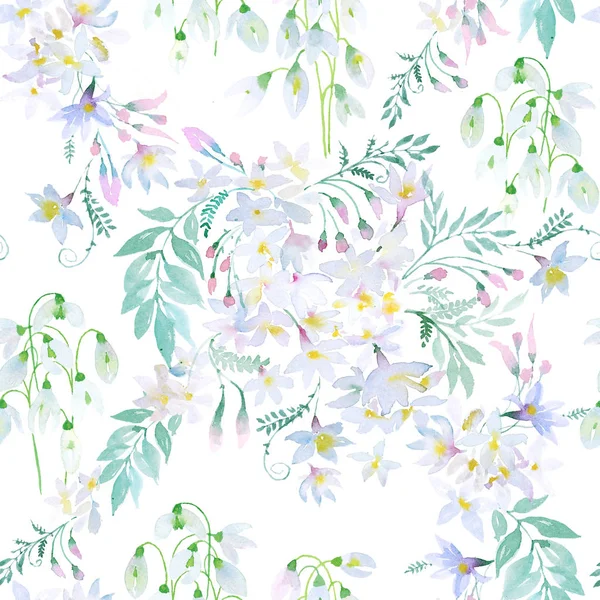 Våren blommor seamless mönster — Stockfoto