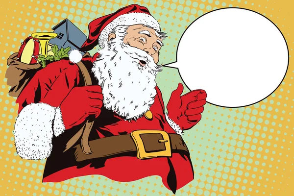 Santa Claus con una bolsa llena de regalos. — Vector de stock