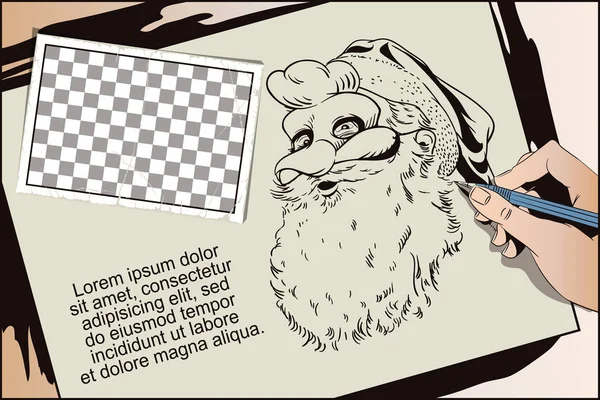 Santa Claus in een masker van de Haan. Symbool van het jaar. Horoscoop — Stockvector