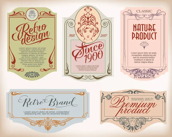 Design del telaio vintage per etichette, banner, adesivi e altri desig — Vettoriale Stock