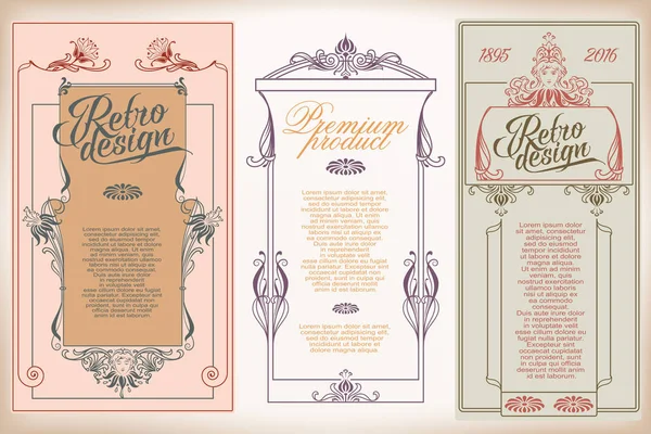 Vintage frame ontwerp voor etiketten, banner, sticker en andere desig — Stockvector