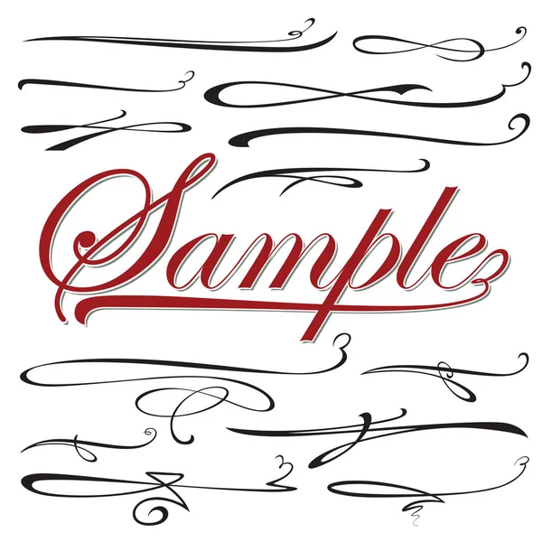 Vector set of calligraphic elements for design inscriptions in r — Stock Vector