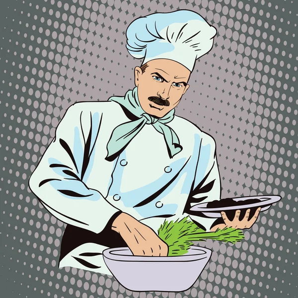 Kuchař připravuje jídlo. — Stockový vektor