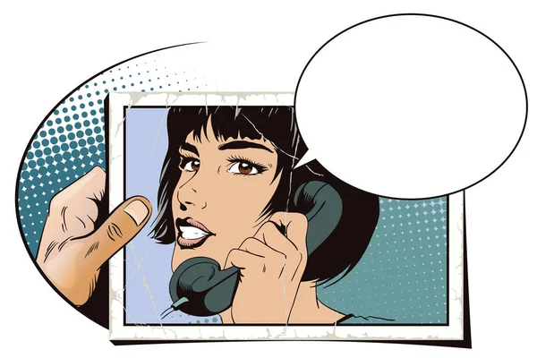 Ragazza con il telefono. Illustrazione delle scorte . — Vettoriale Stock