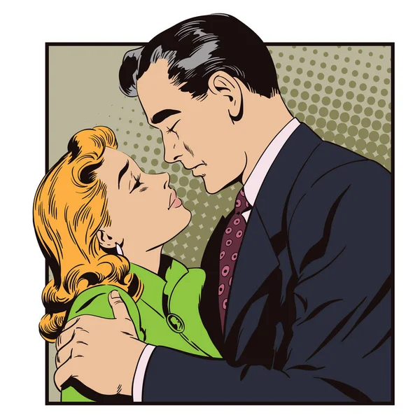 Embrasses d'un couple aimant. — Image vectorielle