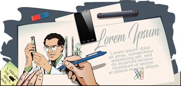 Naukowiec pracujący w laboratorium. Ilustracji. Ludzie — Wektor stockowy