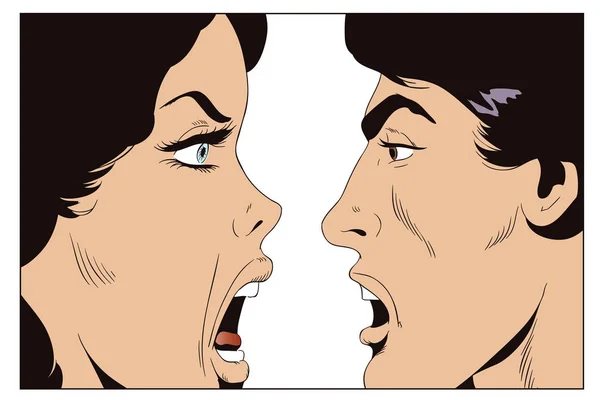 Man en vrouw schreeuwen tegen elkaar. — Stockvector