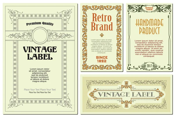 Fleurs vectorielles étiquettes vintage sur différentes versions . — Image vectorielle