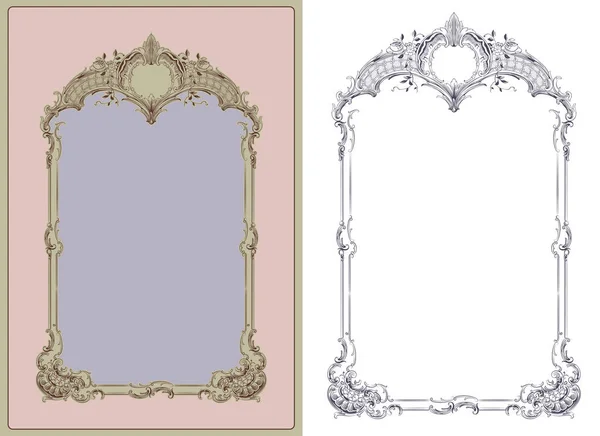 Cadre vectoriel de luxe avec bordure en style rococo — Image vectorielle