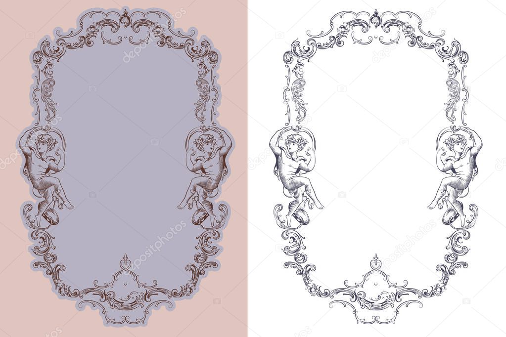 Luxury vector frame with border in rococo style 