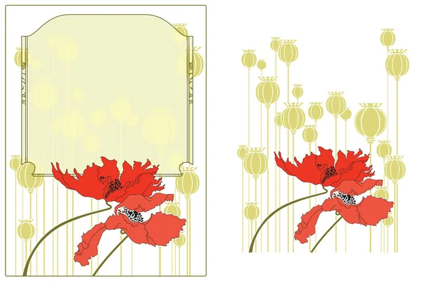 Hintergrund des Mohns. Rahmen für die Dekoration von Blumen. — Stockvektor