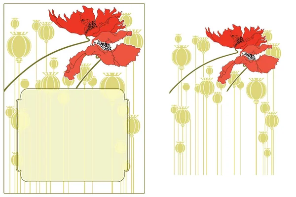 Hintergrund des Mohns. Rahmen für die Dekoration von Blumen. — Stockvektor