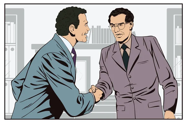 Dvě obchodní muž potřásl rukou. Skladem ilustrace. — Stockový vektor