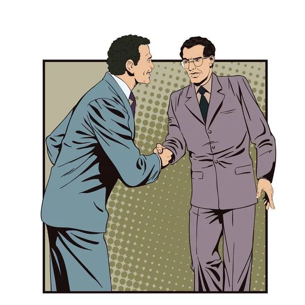 Dois homens de negócios a apertar as mãos. Ilustração das existências . — Vetor de Stock