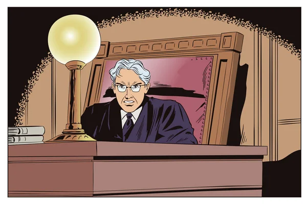 Судья в зале суда. Иллюстрация . — стоковый вектор