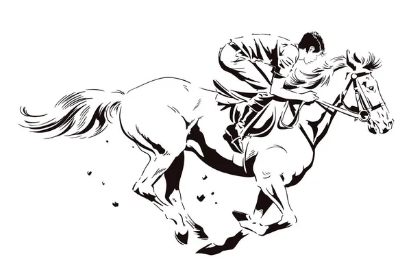 Reiter auf einem galoppierenden Pferd. Aktienillustration. — Stockvektor