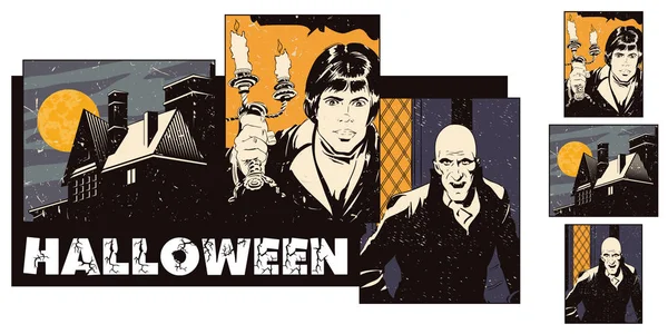 Collage sobre el tema halloween . — Archivo Imágenes Vectoriales