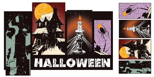 Collage op thema halloween. — Stockvector