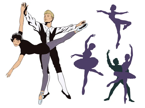 Bale dansçıları kümesi. Hisse senedi illüstrasyon. — Stok Vektör