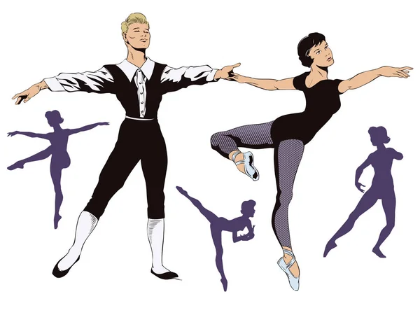 Set van balletdansers. Stock Illustratie. — Stockvector