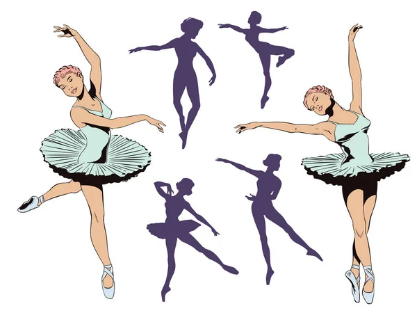 Set of ballet dancers. Stock illustration. — Stock Vector