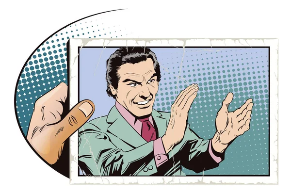 Homme d'affaires et metrosexual applaudit ses mains. Illustration de stock . — Image vectorielle