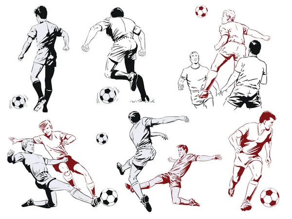Futbol oyuncuları dizi. Hisse senedi illüstrasyon. — Stok Vektör
