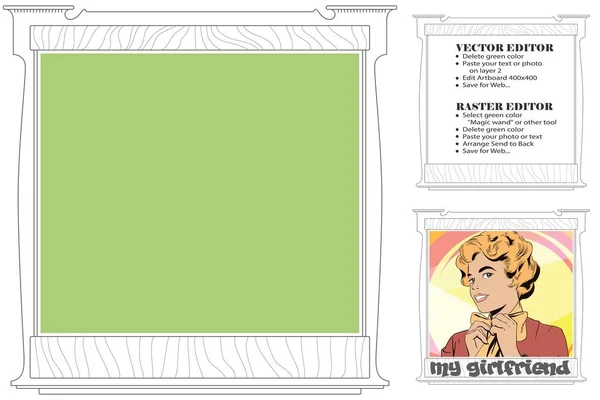 Frame voor scrapbook, banner, sticker, sociaal netwerk — Stockvector