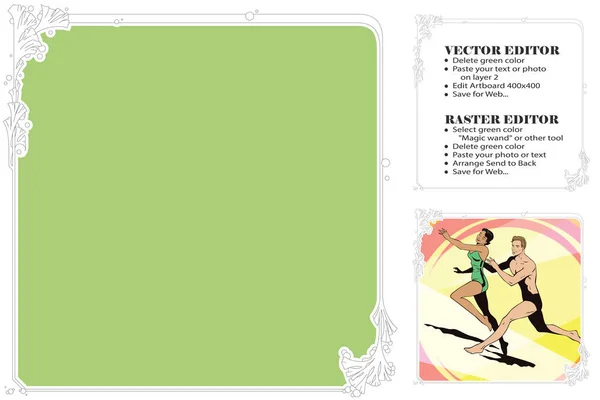 Mariene thema. Frame voor scrapbook, banner, sticker, sociale netwo — Stockvector