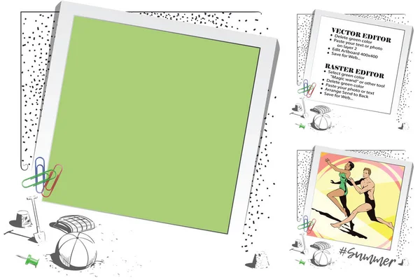 Strand thema. Frame voor scrapbook, banner, sticker en andere desi — Stockvector