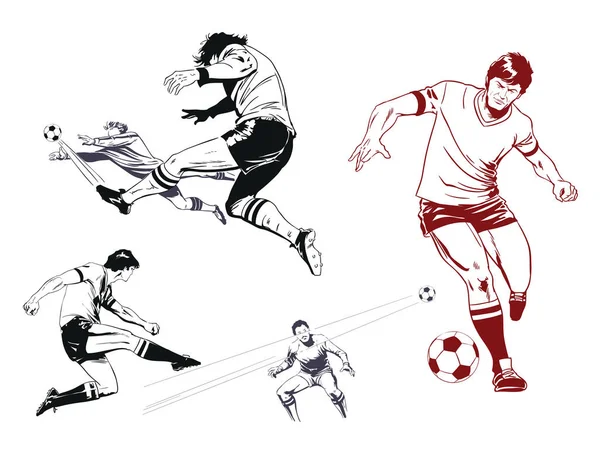 Conjunto de jugadores de fútbol. Ilustración general . — Vector de stock