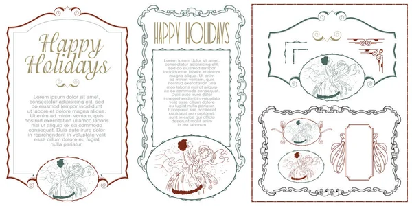 즐거운 휴일 보내세요. 전단지, 웹 및 초대장 만들기에 대 한 설정 또는 — 스톡 벡터