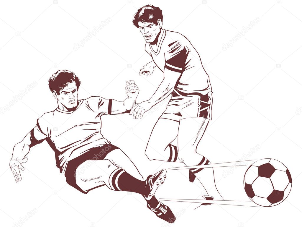Soccer players. Stock illustration. 