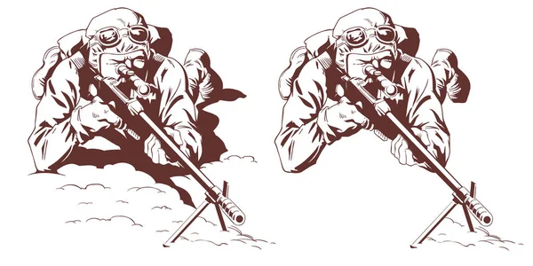 Militaire avec fusil de sniper. Illustration de stock . — Image vectorielle