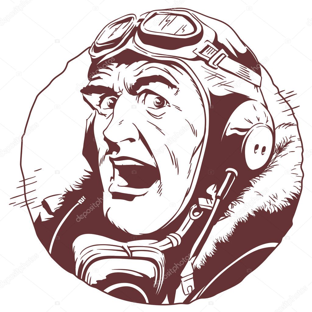 Retro pilot. Stock illustration. 
