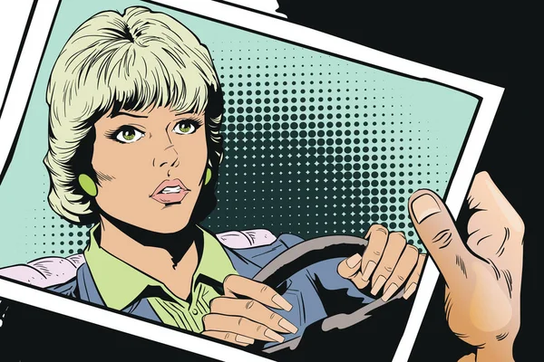 Женщина за рулем своей машины. Иллюстрация . — стоковый вектор