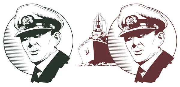 Kapten av örlogsfartyg. Stock illustration. — Stock vektor