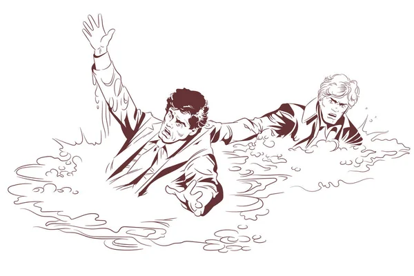 L'uomo salva un maschio annegato. Illustrazione delle scorte . — Vettoriale Stock