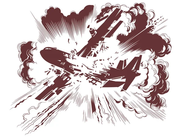 Взрыв самолета . — стоковый вектор