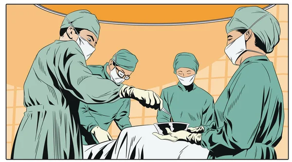 Ilustracji Lekarze Maski Chirurgiczne Operacji — Wektor stockowy