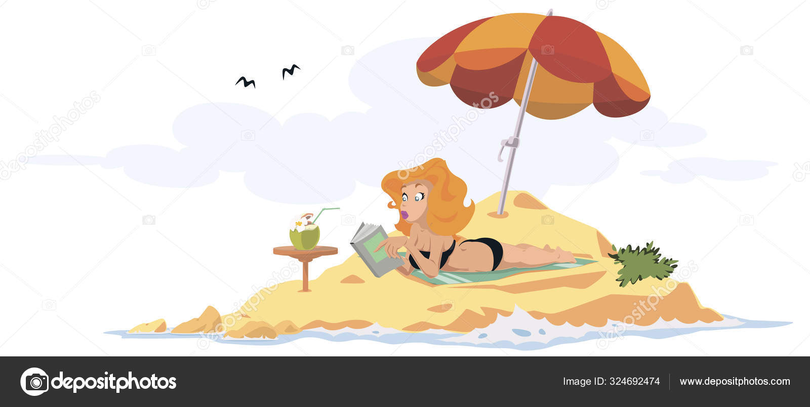 Frau Am Strand Liest Buch Lustige Menschen Vektorgrafik Lizenzfreie Grafiken C Bomg11 324692474 Depositphotos