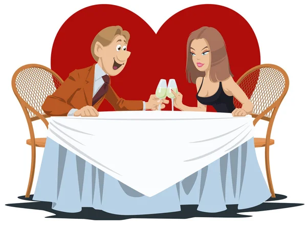 Чоловік і дівчинка в кафе. Смішні люди в ресторані . — стоковий вектор
